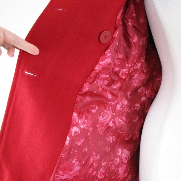 GUESS Los Angeles Plus Size Red Belted Wool Pea Coat Top Coat Size XXL - Picture 10 of 15